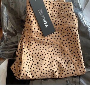 White Fox Boutique Tan and Black Spotted Leggings